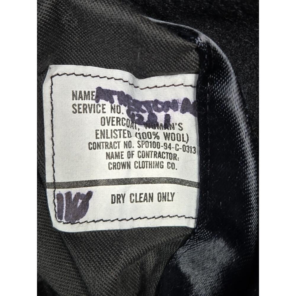 Military Peacoat Womens 16 R Black Wool OverCoat Crown Clothing - Picture 6 of 12